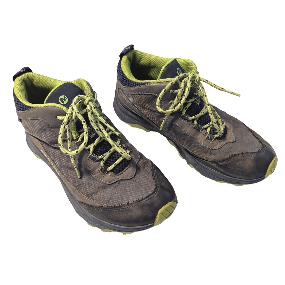 Merrell Sz 6 Moab Speed Mid Waterproof Hiking Boots Brown Lime Green MK265212